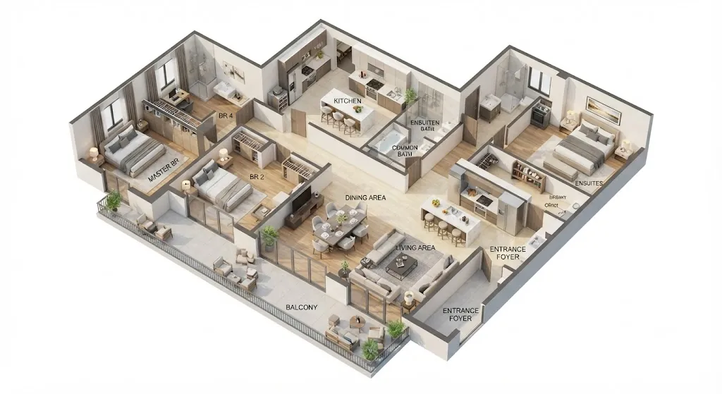 4 BHK Floor Plan